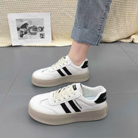 Damen Sportliche Plateausneaker mit edlen Steppnähten und rutschfester Sohle – Schwarz