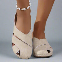 Greta | Bequeme Keilsandalen mit Zehenfreiheit – Cremeweiß