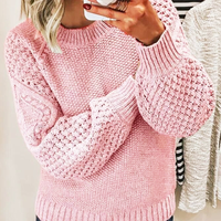 Damen Pullover | Klassischer Strick mit weiten Ärmeln – Rosa