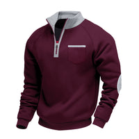 Trond – Fleece Sweatshirt Mit Viertelreißverschluss – Rot