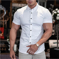 Manfred | Herren Elegantes Slim Fit Kurzarm Hemd – Weiß