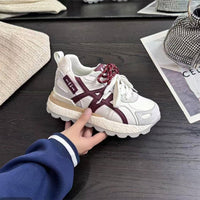 Damen Sportliche Chunky Sneakers mit rutschfester Sohle und atmungsaktiver Obermaterialstruktur – Cremeweiß