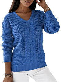 DAME FREIZEIT STRICK V-AUSSCHNITT PULLOVER | ELEGANTER KOMFORT GARANTIERT – Blau