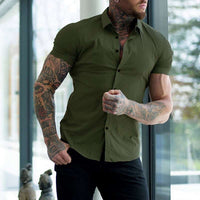 Manfred | Herren Elegantes Slim Fit Kurzarm Hemd – Grün