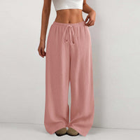Damen Weite Sommerhose aus leichtem Stoff mit Gummizug – Rosa