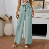 Zaria High-Waist Sommerhose | Luftige sommerhosen damen mit weitem Bein – Grün