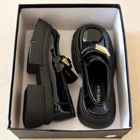 Damen Modische Plateau-Loafers mit komfortabler Sohle und elegantem Design – Schwarz