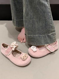 Damen Ballerinas mit niedlichem Tiermotiv und verstellbarem Riemen – Rosa