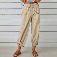 Monica yogahosen | Stylische luftige Sommerhosen Damen - Perfekt für heiße Tage – Khaki