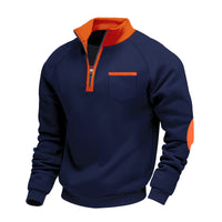 Trond – Fleece Sweatshirt Mit Viertelreißverschluss – Marine