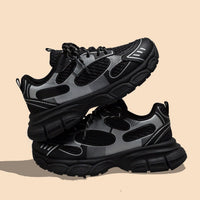 Damen Sportliche Sneakers mit atmungsaktivem Obermaterial und robustem Profil – Schwarz