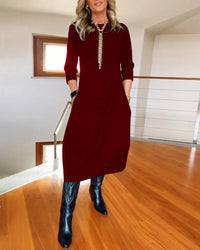 Romina | A-Linien-Kleid – Burgunderrot