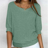 Damen RUNDSCHNITT 3/4-ÄRMEL PULLOVER | ELEGANTER KOMFORT FÜR JEDEN TAG – Hellgrün