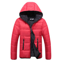 Mila | Wattierte Kapuzen Steppjacke – Rot+Schwarz