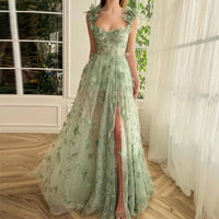 Heidi-Mode | Chic Schlitz Braut Party Strand Kleid – Hellgrün