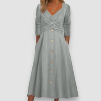 Eline | Knopfdetail Lässige Maxikleid – Grau
