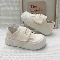 Damen Sneakers mit verstellbarem Klettverschluss und dämpfender Plateau-Sohle – Cremeweiß