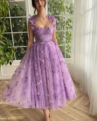 Heidi-Mode | Chic Schlitz Braut Party Strand Kleid – Lila Midikleid