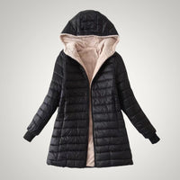 Ute | Damen Winter Fleece Gefütterte Daunenjacke – Schwarz
