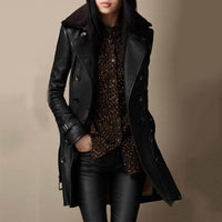Saylesta | Lange Lederjacke für Damen – Schwarz