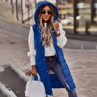 Weste Damen Lang Mit Kapuze | Winter Steppdesign – Blau