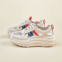 Damen Sportliche Chunky Sneakers mit atmungsaktiver Mesh-Oberfläche und rutschfester Sohle – Rot