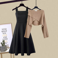 MANUELA - KLEID-UND-KURZPULLOVER-SET – Braun