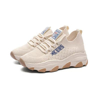 Damen Sportliche Sneakers mit flexibler Laufsohle und atmungsaktivem Obermaterial – Beige