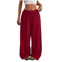 Damen Weite Sommerhose aus leichtem Stoff mit Gummizug – Rot