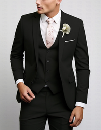Herren Klassische Eleganz Hochzeitsgast Anzug | 3-Teilig – Schwarz