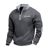 Trond – Fleece Sweatshirt Mit Viertelreißverschluss – Grau