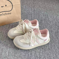 Damen Modische Sneakers mit floralem Stickdesign und rutschfester Sohle – Rosarot
