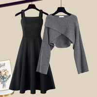 MANUELA - KLEID-UND-KURZPULLOVER-SET – Grau