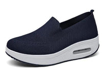 Damen Modische Slip-On Sneakers mit luftdurchlässigem Strickmaterial – Blau