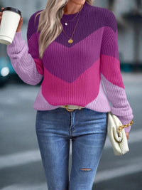 DAME LAESSIGER RUNDEHALS GESTRICKTER PULLOVER | MODERNER STIL, KOMFORTABEL, VIELSEITIG – Lila
