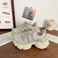 Damen Sneaker mit atmungsaktiver Netzstruktur und stabilisierender Sohle – Champagner