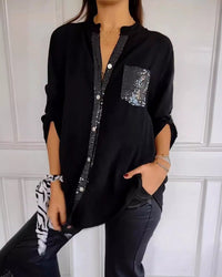 LIVIA - GLITZERNDES LANGES TOP MIT PAILLETTEN – Schwarz