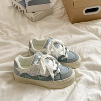 Damen Modische Sneaker mit floralem Design und atmungsaktiver Oberflächenstruktur – Blau