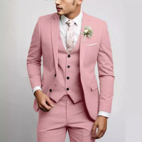 Slim Fit 3-Teiliger Hochzeitsgast Anzug für Herren | Formell – Rosa 1