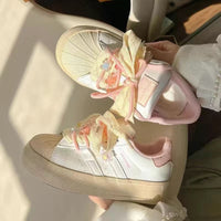 Damen Sneakers mit verspielten Blumenapplikationen und komfortabler Dämpfung – Rosarot
