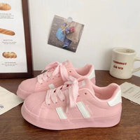 Damen Sportliche Sneakers mit dickem Sohlenprofil und atmungsaktiver Obermaterialstruktur – Rosarot
