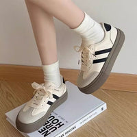 Damen Sneakers im urbanen Retro-Design mit stabiler Sohle und hochwertigem Obermaterial – Beige