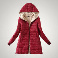 Ute | Damen Winter Fleece Gefütterte Daunenjacke – Rot