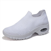 Damen Bequeme Sneakers mit elastischem Strickoberteil und Luftpolstertechnologie – Weiß
