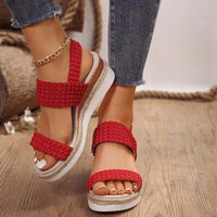 Sandaletten für Damen - Bequeme Plateau Sandalen mit Fußbett für den Sommer 2024 – Rot