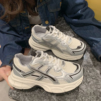 Damen Sportliche Mesh-Sneaker mit dämpfender Sohle und atmungsaktivem Obermaterial – Silber