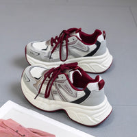 Damen Sportliche Atmungsaktive Sneakers mit gepolsterter Sohle und rutschfester Außensohle – Rot