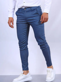 LENNARD - SLIM FIT ELASTISCHE HOSE – Blau