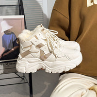 Damen Gefütterte Fitness-Sneaker mit rutschfester Sohle und modernem Design – Beige