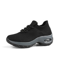 Damen Atmungsaktive Komfort Sneakers mit elastischem Obermaterial – Schwarzgrau